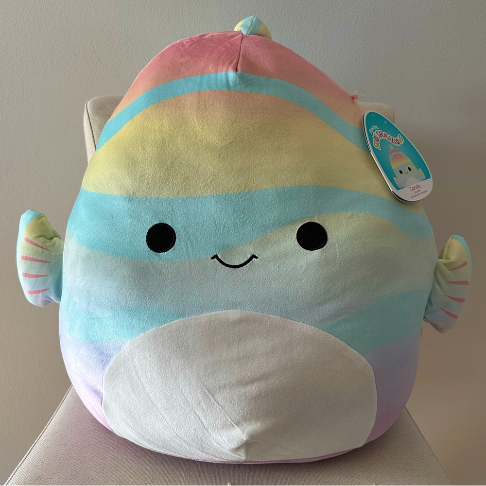 NWT Original Squishmallows Canda 16” Rainbow Fish Plush
